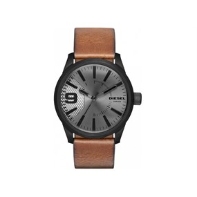 Diesel DZ1764 Rasp Black IP Tan Leather Strap Watch - W11139