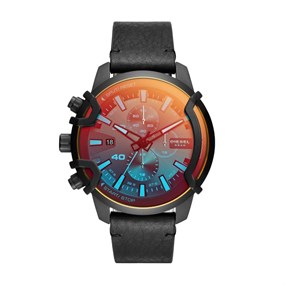 Diesel DZ4519 Griffed Chronograph Black Leather Strap Watch - W11175