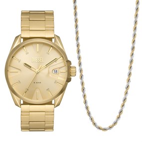 Diesel DZ2163SET MS9 Gold Tone Watch And Necklace Gift Set - W11270