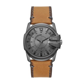 Diesel DZ1964 Master Chief Grey IP Tan Leather Strap Watch - W11374