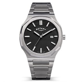 Rotary RGB10019/04 Heritage Stainless Steel Black Dial Bracelet Watch - W13339