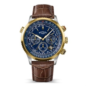 Rotary RGS10091/05 Pilot Chronograph Brown Leather Strap Watch - W13349