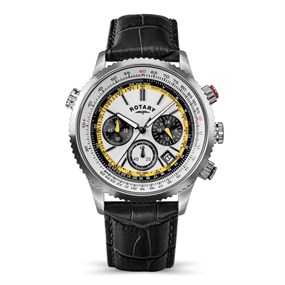 Rotary RGS10094/27 Pilot Chronograph Black Leather Strap - W13351