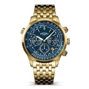 Rotary RGB10096/05 Pilot Chronograph Gold Tone Bracelet Watch - W13353