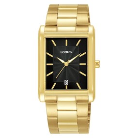 Lorus RH938RX9 Gold Plated Black Dial Bracelet Watch - W16306