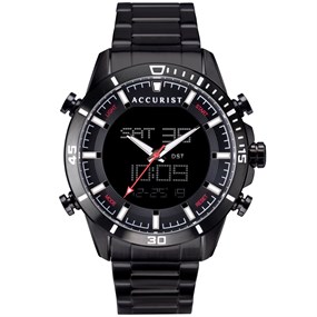 Accurist 7346 Black Ion Plated Analogue Digital Bracelet Watch - W19122