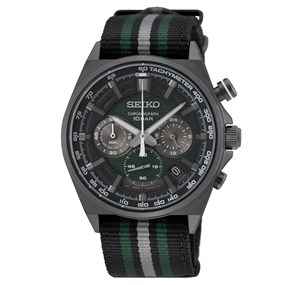 Seiko SSB411P1 Chronograph Striped Nylon Strap Watch - W24136