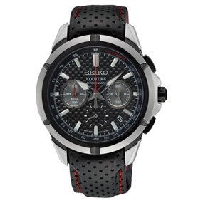 Seiko Coutura SSB437P9 Black Leather Strap Watch - W25386