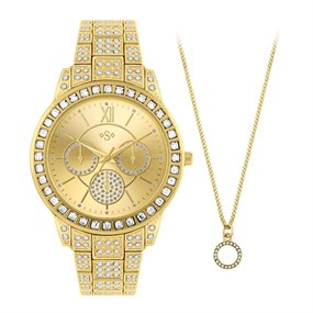 Spirit ASPL182 Gold Tone Stone Set Watch And Necklace Set - W27235