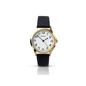 Sekonda 3134 Gold Tone Black Strap Watch - W31232