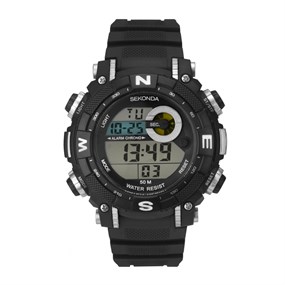 Sekonda 1524 Multifunction LCD Black Strap Watch - W31308