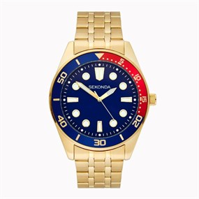 Sekonda 30316 Gold Tone Blue Dial Bracelet Watch - W31453