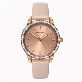 Sekonda 2452 Rose Tone Nude Strap Watch - W32152