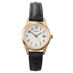 Sekonda 4082.27 Gold Plated Black Leather Strap Watch - W32223