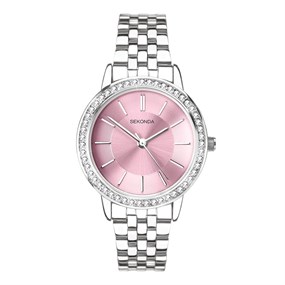Sekonda 40802 Pink Dial Bracelet Watch - W32496