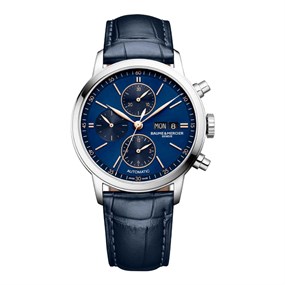Baume & Mercier M0A10784 Classima Automatic Blue Leather Strap Watch - W35104