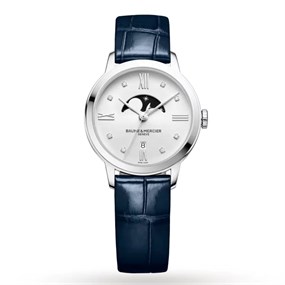 Baume & Mercier M0A10329 Classima Moon Phase Blue Leather Strap Watch - W3530