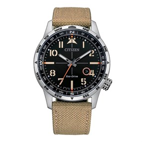 Citizen BM7550-10E Aviator Style Eco-Drive Nylon Strap Watch - W38400