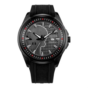 Citizen AW1609-08W Marvel Punisher Black Silicone Strap Watch - W38452