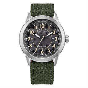 Citizen AW1870-16H Eco-Drive Green Canvas Strap Watch - W38527