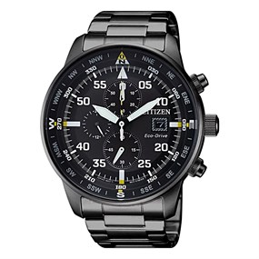 Citizen CA0695-84E Eco-Drive Chronograph Black IP Bracelet Watch - W38538
