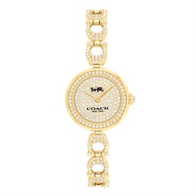 Coach 14504219 Gracie Gold Tone Stone Set Bracelet Watch - W43140