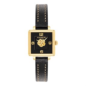 Coach 14503695 Cass Black Leather Strap Watch - W43146