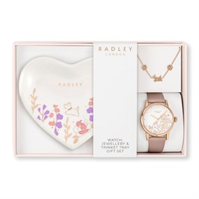 Radley RY21790A-TK-SET2 Pink Watch, Bracelet And Trinket Tray - W51473