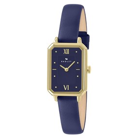 Radley RY21926A Gold Tone Rectangular Case Navy Dial And Leather Strap Watch - W51558
