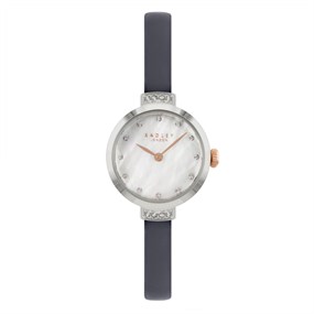 Radley RY21491 Silver Tone Slim Navy Leather Strap Watch - W51562