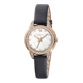 Radley RY21826 Rose Gold Tone Stone Set Ink Leather Strap Watch - W51596