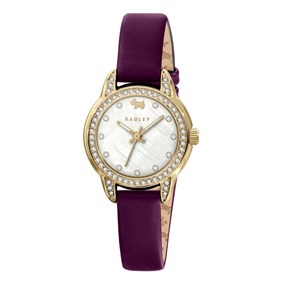Radley RY21828 Gold Tone Stone Set Purple Leather Strap Watch - W51597