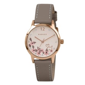 Radley RY22030A Rose Gold Tone Coffee Leather Strap Watch - W51601