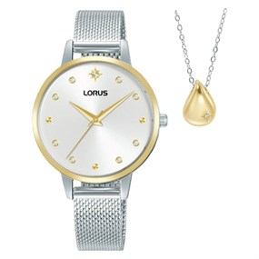 Lorus RG286XX9 Two Tone Mesh Bracelet Watch And Pendant Gift Set - W58187