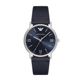 Emporio Armani AR11012 Blue Leather Strap Watch - W62138