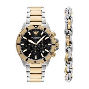 Emporio Armani AR80073SET Two Tone Watch And Bracelet Gift Set - W62194