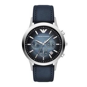 Emporio Armani AR2473 Stainless Steel Black Leather Strap Watch - W62212