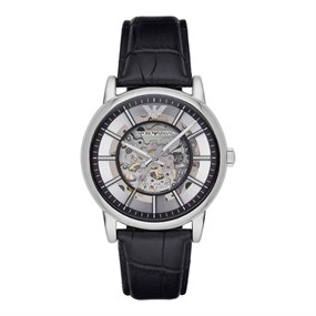 Emporio Armani AR1981 Automatic Black Leather Strap Watch - W62219