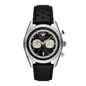 Emporio Armani AR11635 Chronograph Black Leather Strap Watch - W62234