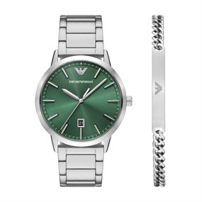 Emporio Armani AR80082SET Green Dial Watch And Bracelet Set - W62236