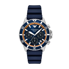 Emporio Armani AR11696 Solar Chronograph Blue Silicone Strap Watch - W62252