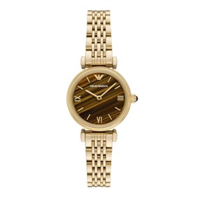 Emporio Armani AR11703 Gold Tone Tiger's Eye Bracelet Watch - W62253