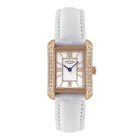 Rotary LS02652/41 Rose Gold Plated White Leather Strap Watch - W6315