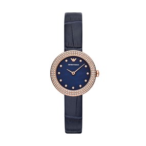 Emporio Armani AR11434 Rose Gold Plated Blue Strap Watch - W65364