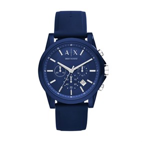 Armani Exchange AX1327 Chronograph Blue Silicone Strap Watch - W6541