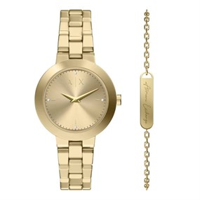 Armani Exchange AX7177SET Gold Tone Watch And Bracelet Set - W65575