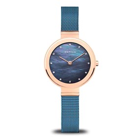 BERING 10128-368 Blue Milanese Mesh Bracelet Watch - W74239