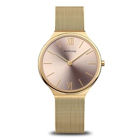 BERING 18434-336 Ultra Slim Gold Tone Mesh Bracelet Watch - W74252