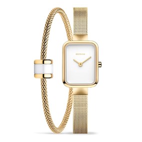 BERING 14520-334-GWP Gold Tone Mesh Watch And Bracelet Set - W74258