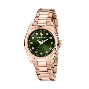 Maserati R8853152501 Velocita Rose Gold Plated Green Dial Bracelet - W81298